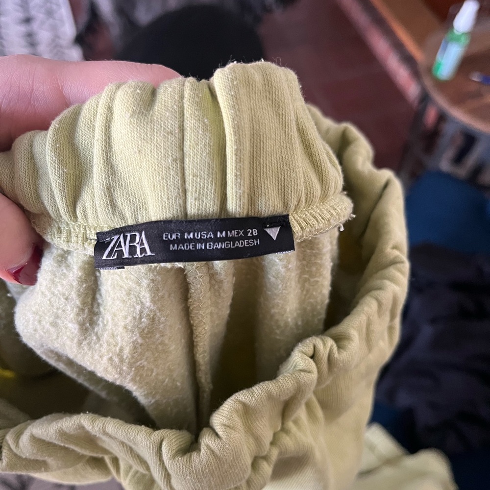 Green Zara Tapered Sweatpants